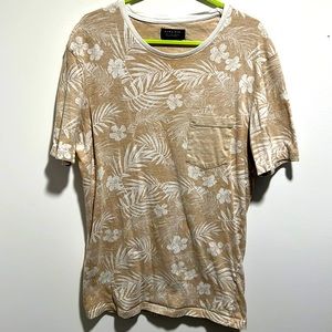 Zara beige tropical print tee shirt S